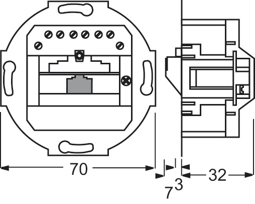 Anschlussdose Cat3 rws 1xRJ45 schräg RAL9010