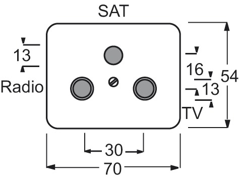 Zentralplatte Sat/TV/Radi alpha pt mt 3f Schraubbef