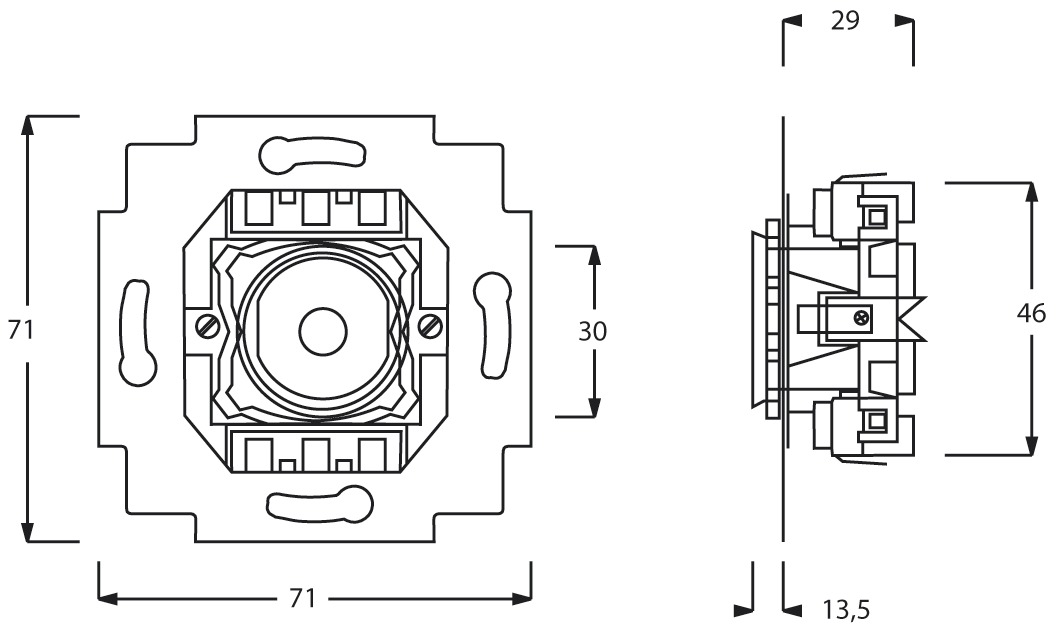 Drucktaster-Modul ws 1W U Rückmeld m.Bel IP20 mt UP Mit Beleuchtung