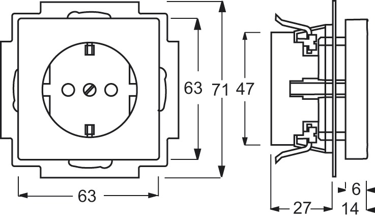 Steckdose 1f std-ws glz future linear UP m.BS Mit erhöhtem Berührungsschutz IP20