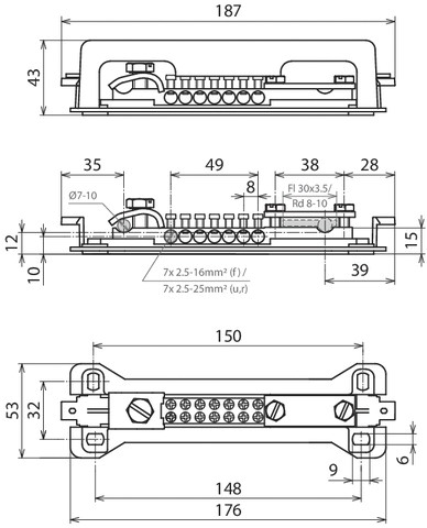 Potentialausgleichschiene 1rndl 1fl Ms m.Haube Aufb_fix