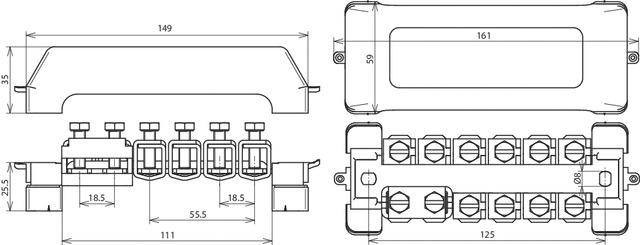 Potentialausgleichschiene 10rndl 1fl 10ltg Cu m.Haube Aufb_fix