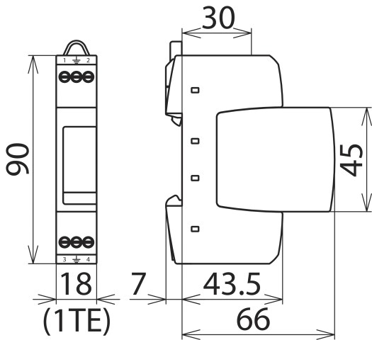 Überspannungsschutz 230VAC 2p TS35 opt Hutschiene TH35 1500kV