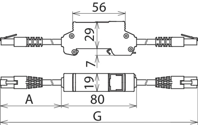 Ableiter Typ3 34VAC 48VDC 1A TS35 RJ45 145Va-a Hutschiene TH35 500Va-e