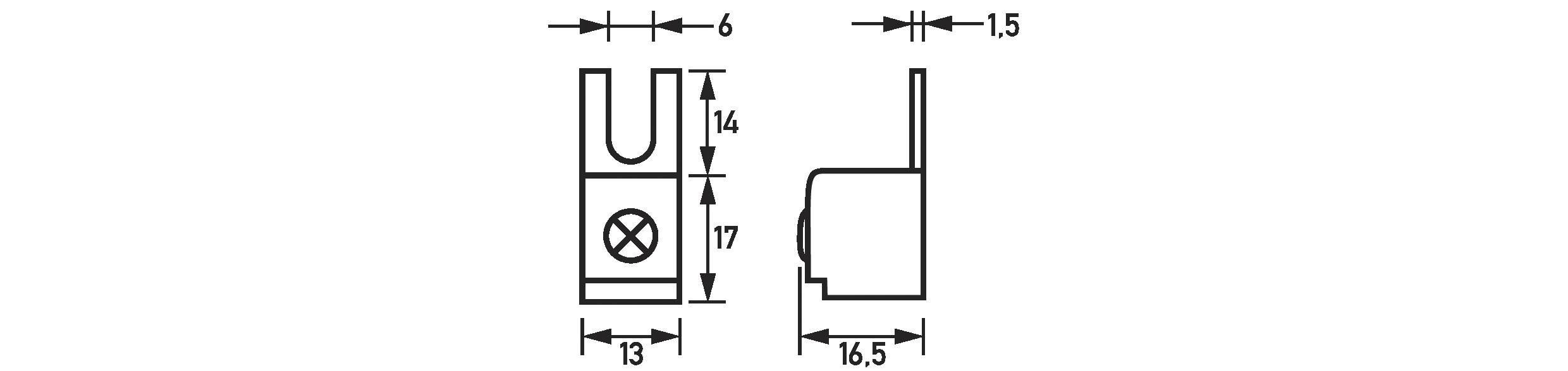 Einspeiseklemme 80A 25qmm B13mm Flachschiene