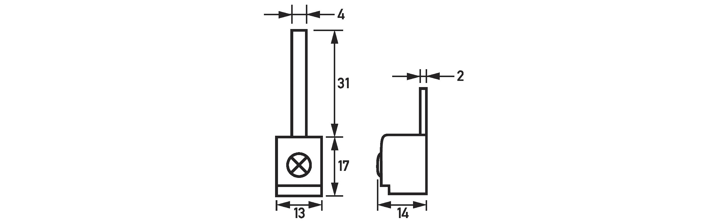 Einspeiseklemme 80A 25qmm B13mm Flachschiene