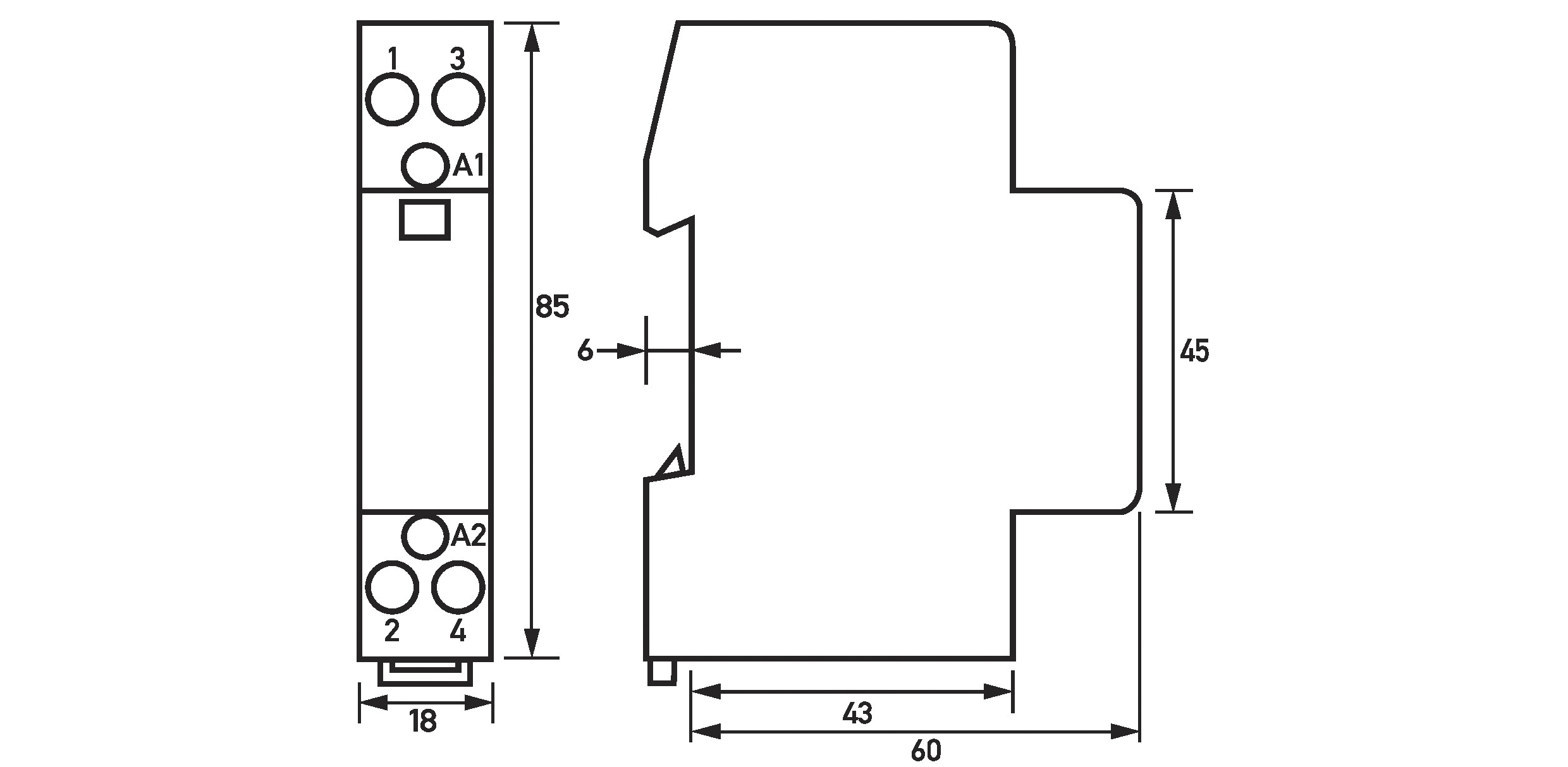 Installationsschütz 20A 230V/AC 440V/AC 2S 1500W/AGL 935VA/LL 1TE