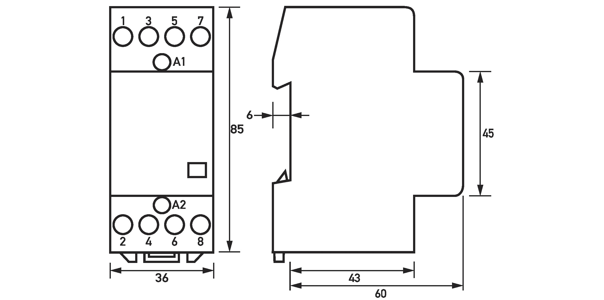 Installationsschütz 25A 230V/AC 440V/AC 4S 3000W/AGL 1190VA/LL 2TE