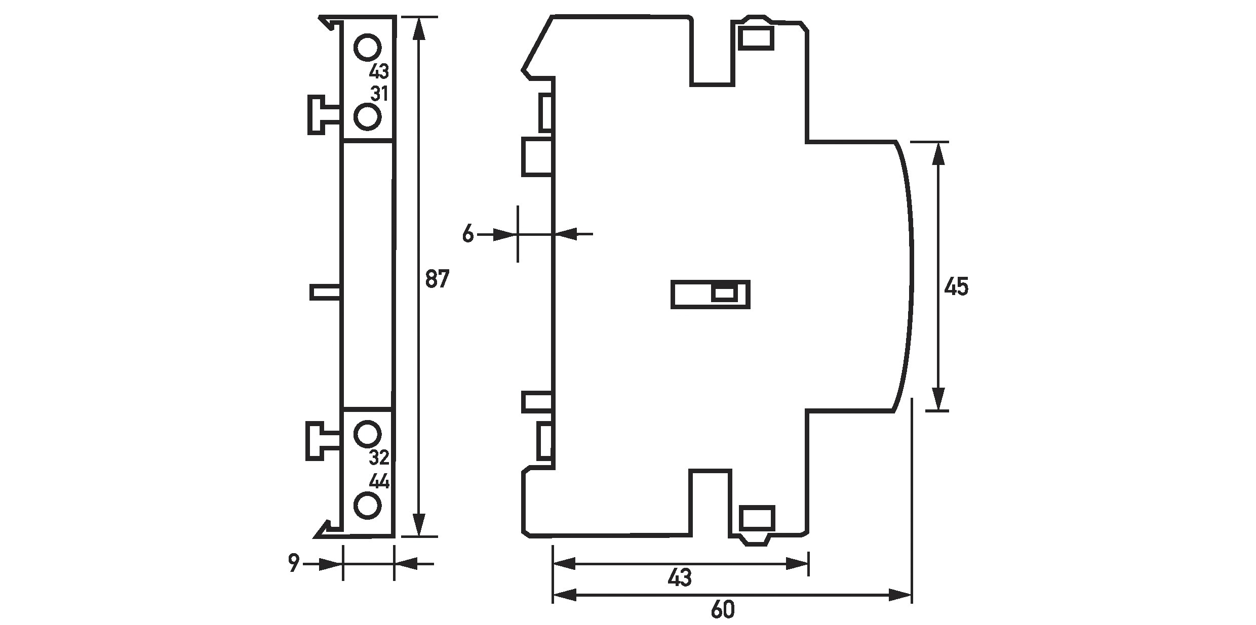 Hilfsschalter 1S 1Ö Schütze/Relais 10A 230V 0,5TE