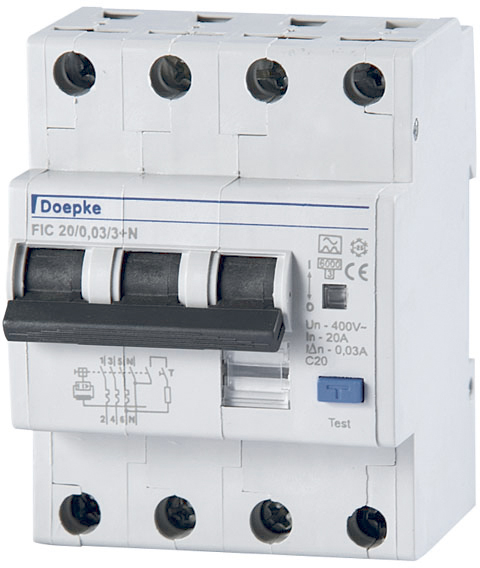 FI/LS-Schutzschalter C16 3p+N 0,03A A 4TE 3p 400V