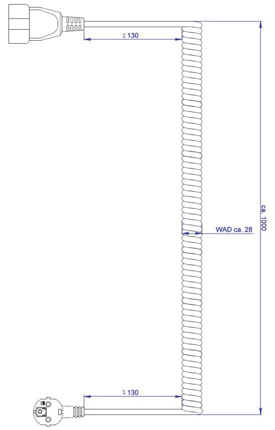 Spiralleitung 4m 3x1,5qmm ws IP20 Schutzkontaktkupplung (Typ F)