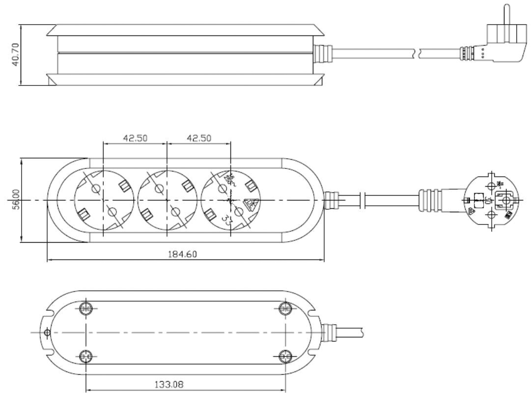 Steckdosenleiste 3f ws 5m 35° IP20 1,5qmm