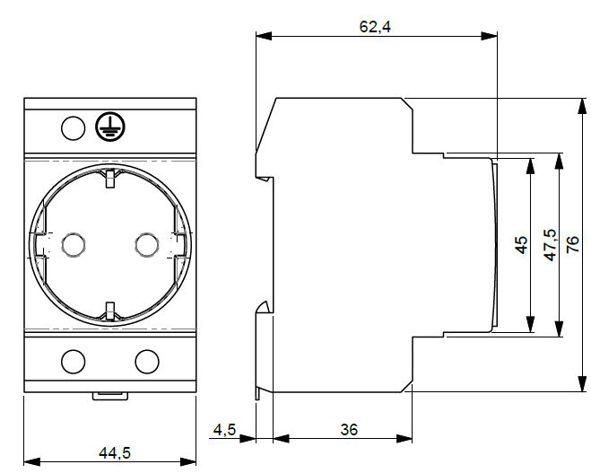 Steckdose REG 250V/AC 16A 2,5TE IP20