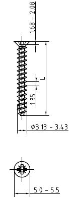 Geräteschraube Senkkopf Pm ST M3,2x40mm g/vz