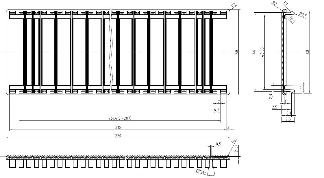 Abdeckstreifen Kst 220x51mm gr RAL7035