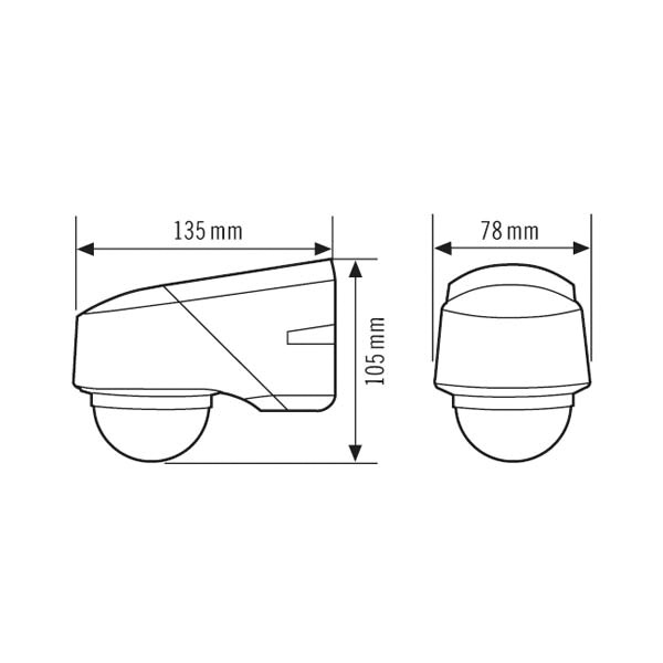 Bewegungsmelder AP 0-280° RC 230V br mt IP54 fernb 2300W