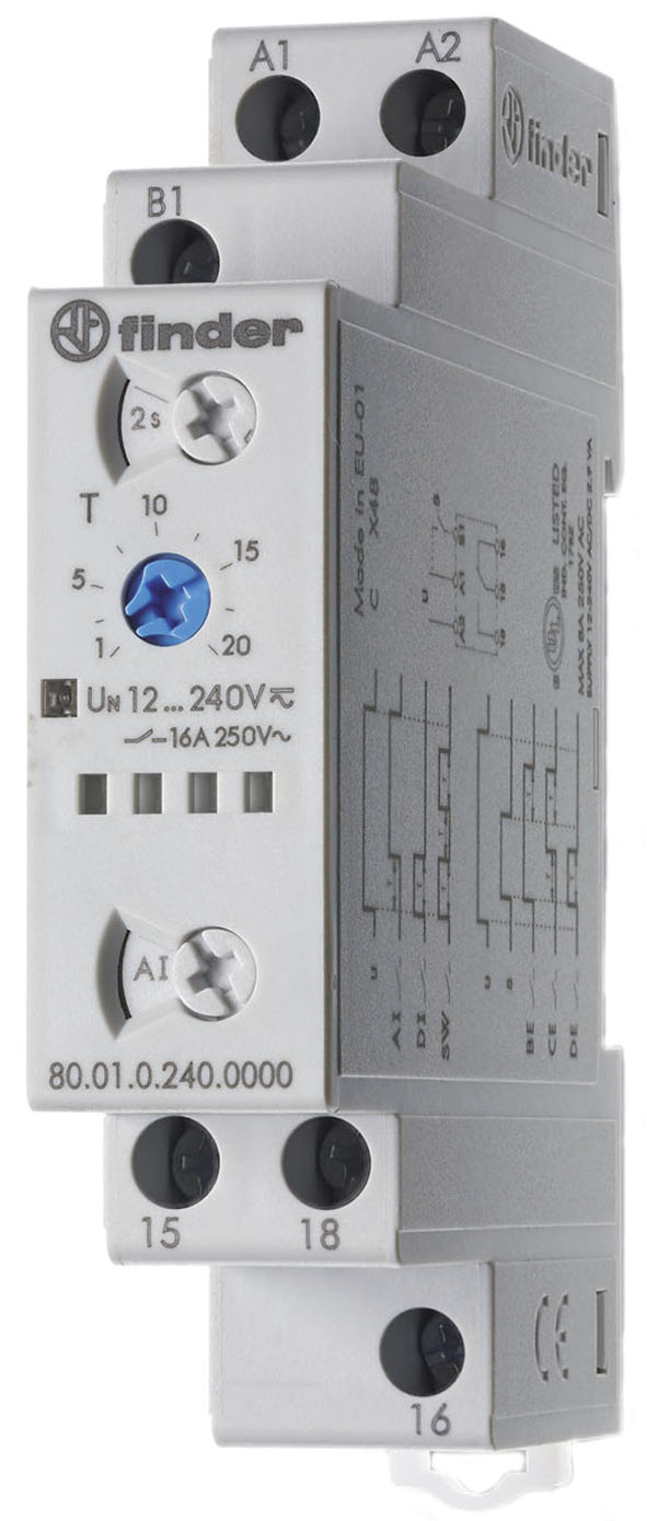 Zeitrelais 12-240V/AC 0.1s-24h ansprVerz Funktion ansprechverzögert Festzeit