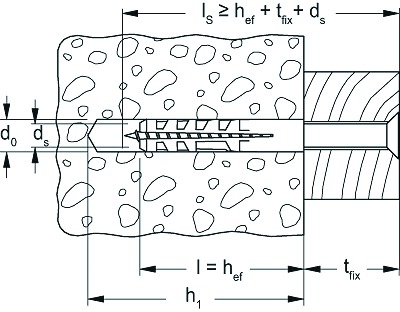 Spreizdübel Ø12x60mm Kst Nylon 80mm Ø8-10mm f.Gasbeton f.SKT-Schr