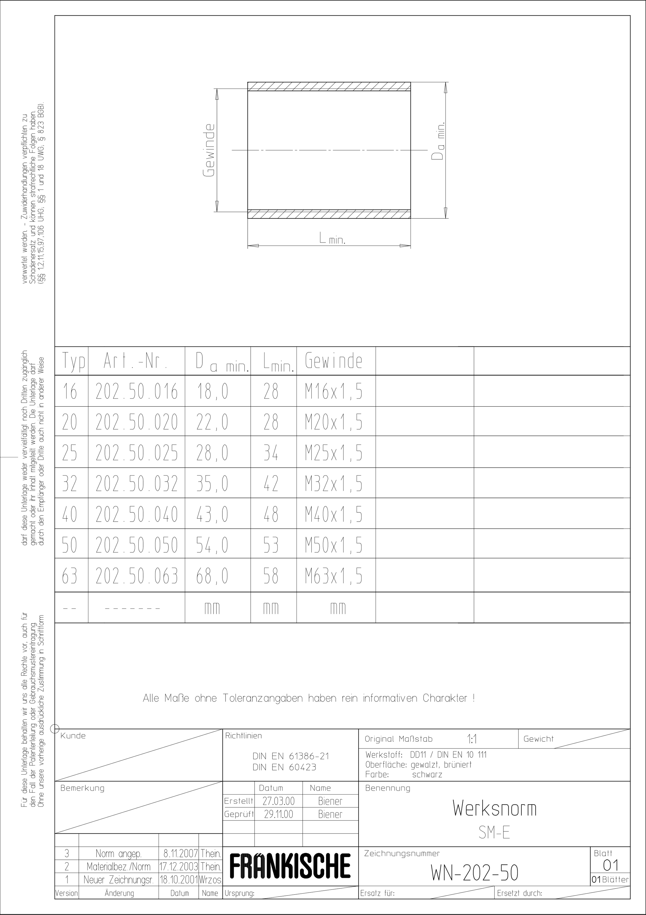 Stahl-Gewindemuffe Metall brün hfr sw Ø50mm