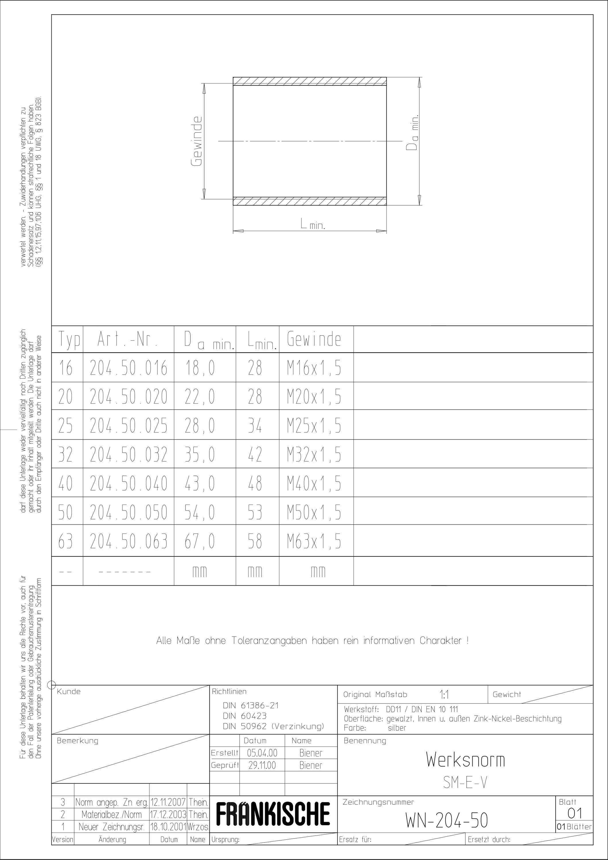 Stahl-Gewindemuffe Metall g/vz hfr zink Ø16mm