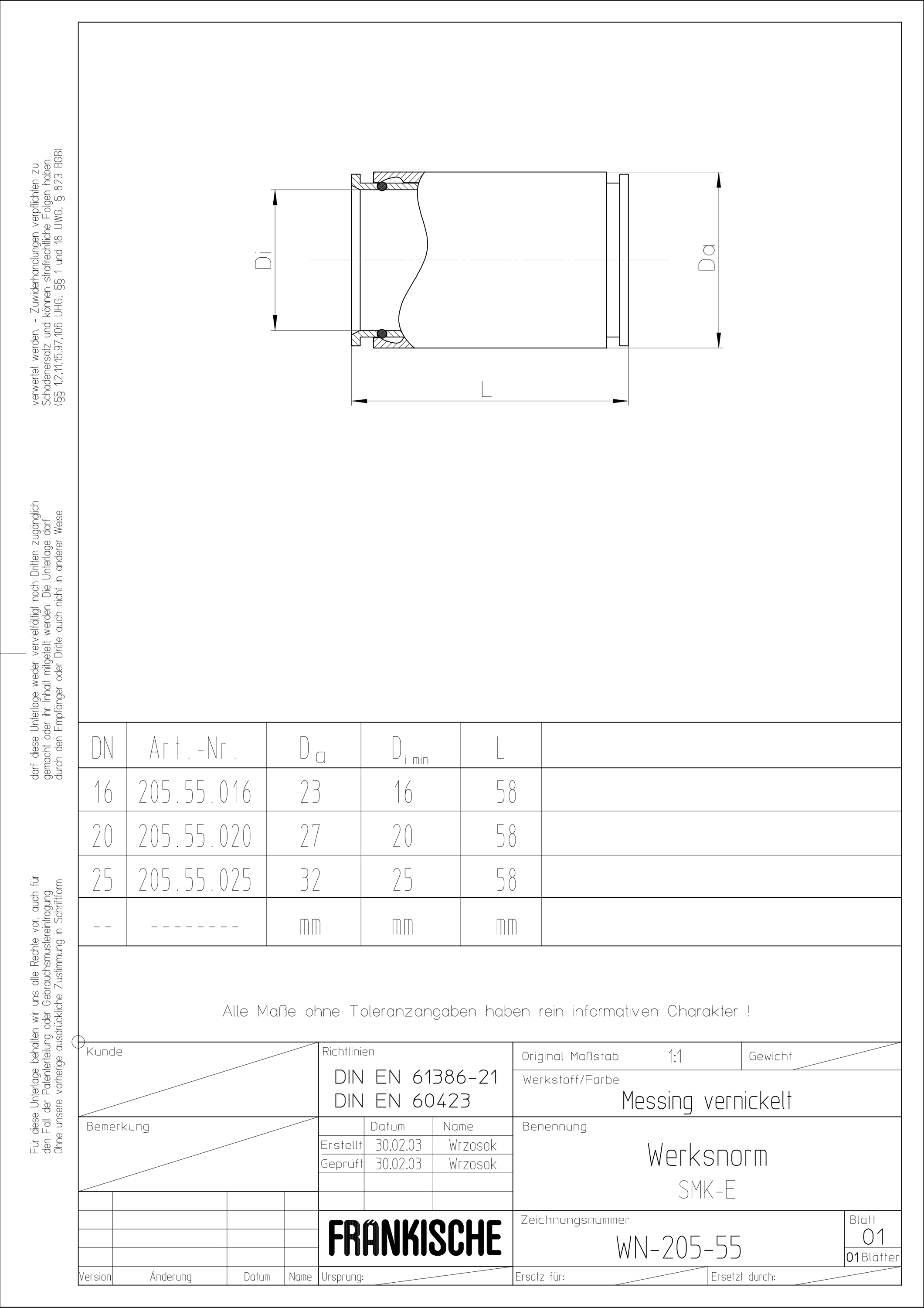 Steckmuffe Metall Ø20mm vernick hfr zink