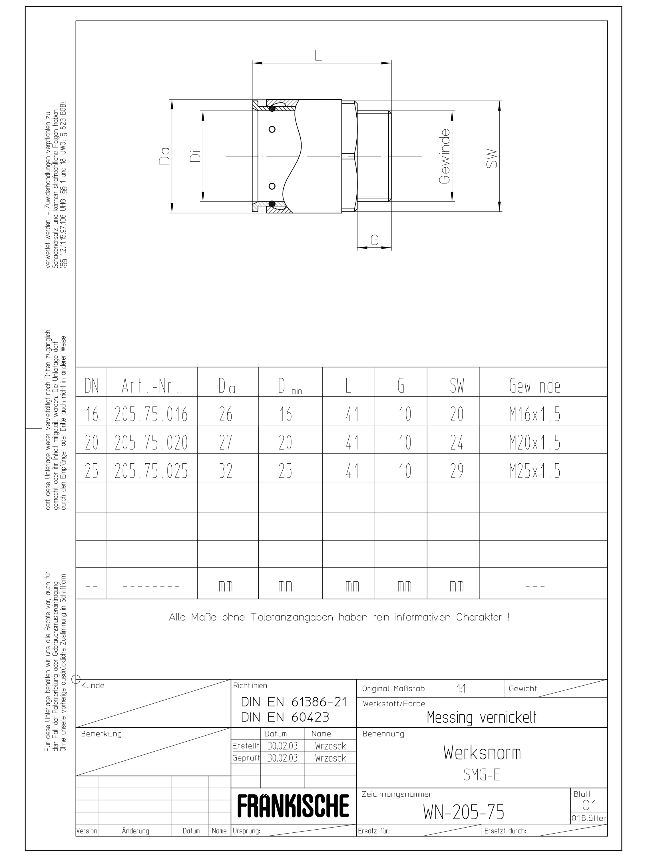 Steckmuffe Metall Ø20mm vernick hfr zink