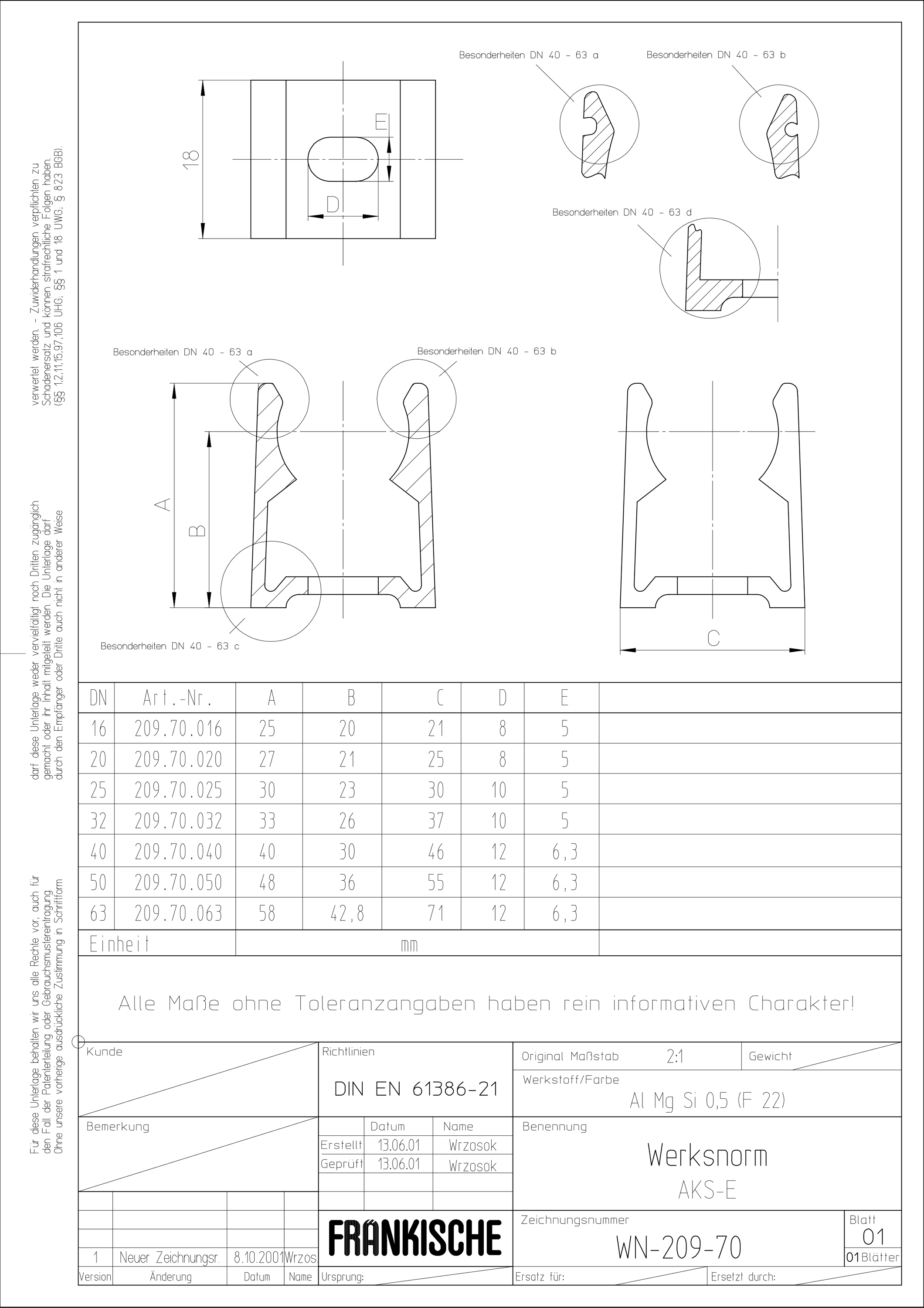 Befestigungsschelle Rohr Ø50mm Alu unbeh