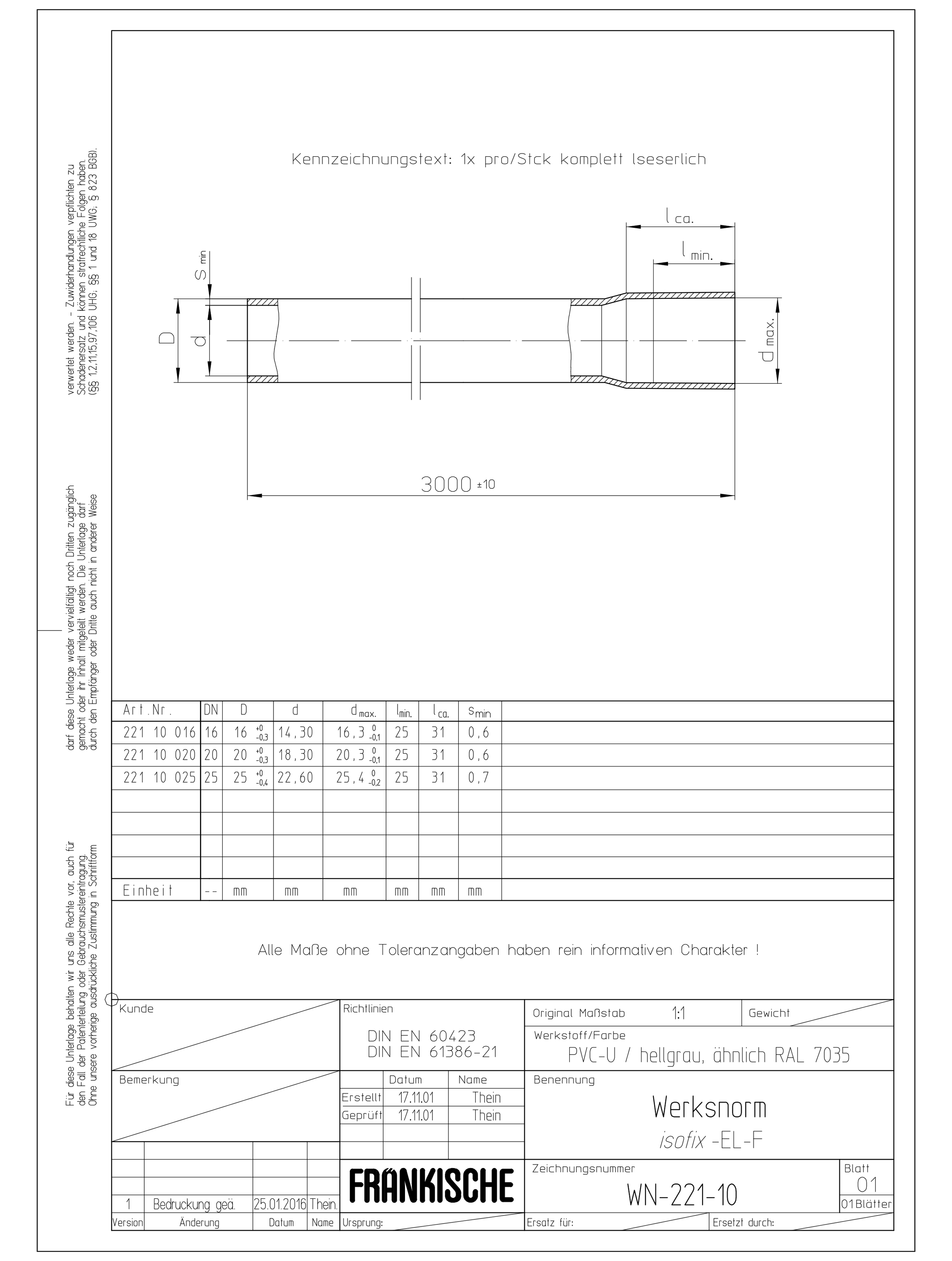 Panzerrohr kst PVC Ø16mm 2Kl flammwidrig starr Polyvinylchlorid (PVC) gr