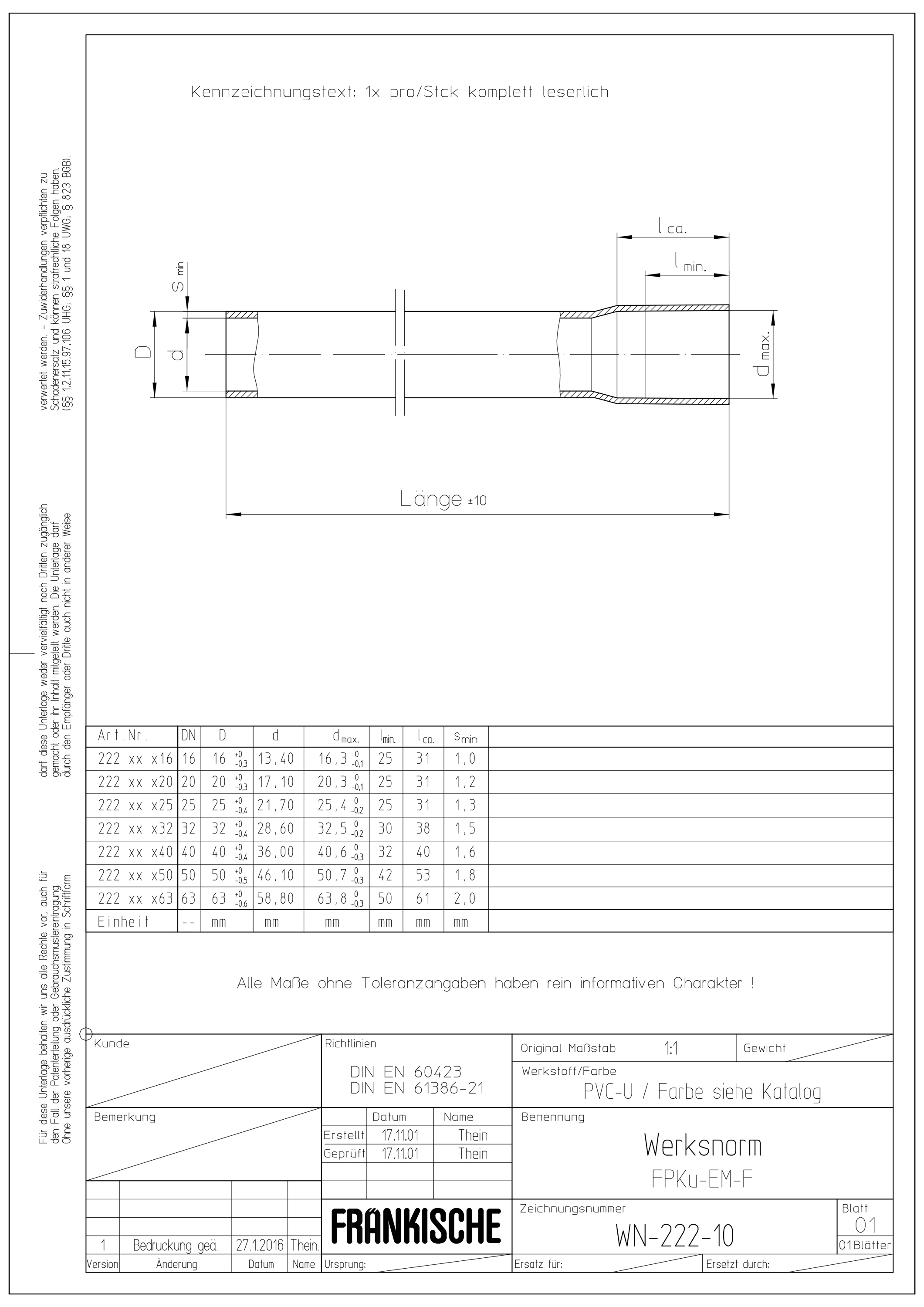 Panzerrohr kst PVC Ø16mm 3Kl flammwidrig starr Polyvinylchlorid (PVC) gr