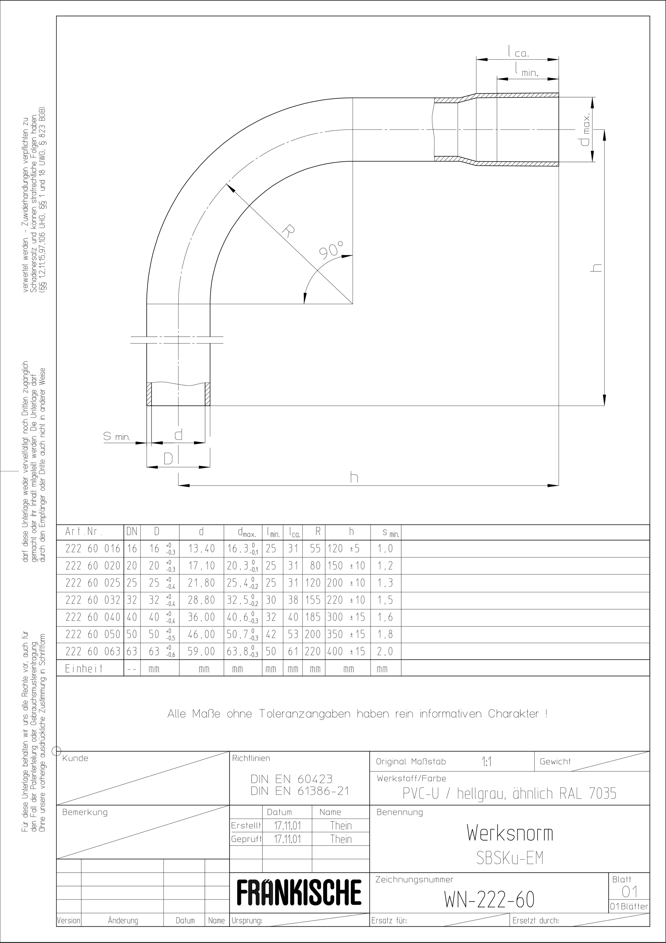 Steckbogen Ø25mm Kst unbeh Muffe gr Mit Muffe