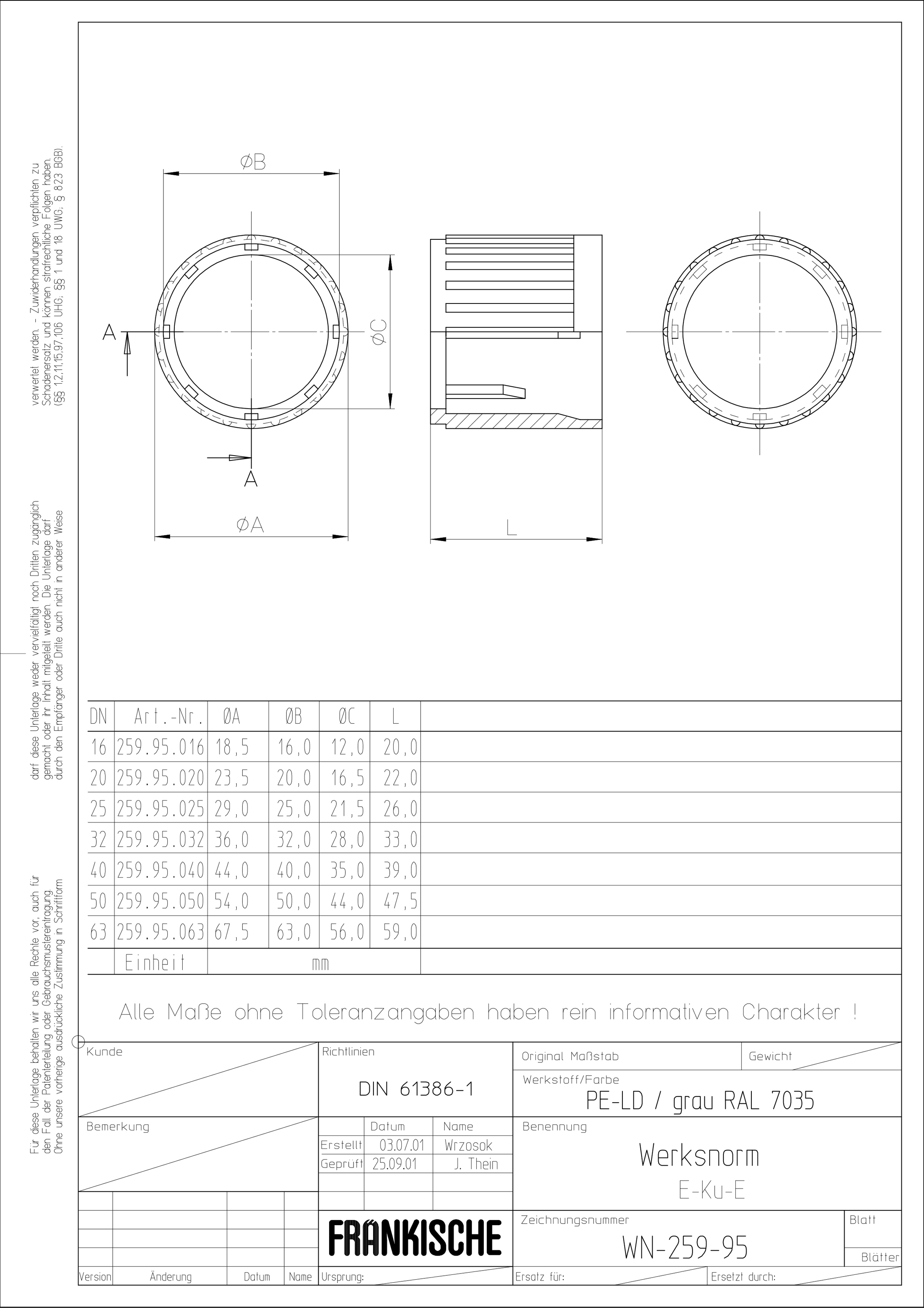 Steckendtülle Kst Ø16mm gr unbeh hfr