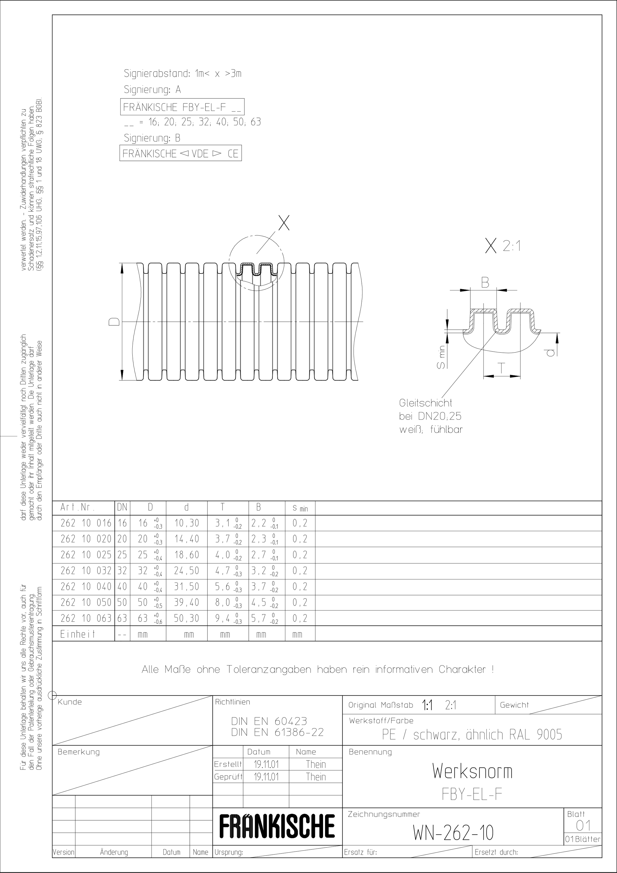 Wellrohr Ø16mm PE IP68 PE sw 320N -15-90°C Polyethylen (PE)