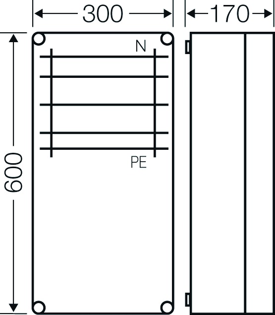 Sammelschienengehäuse Kst 250A 5p IP65 Mit Sammelschiene bestückt 600x300x170mm