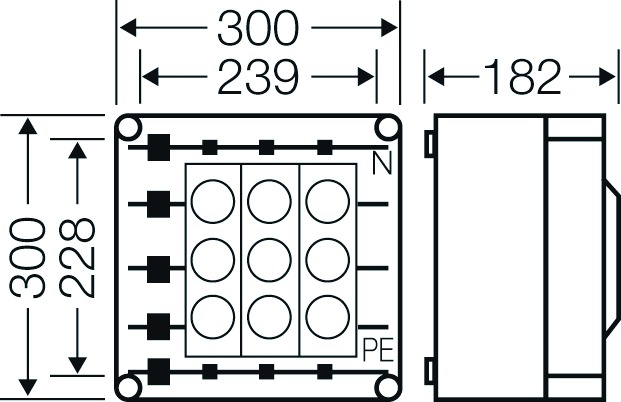 Sicherungsgehäuse 63A IP65 Schraubsich uni Kst Mit transparentem Deckel 3grp