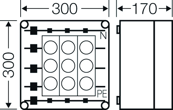 Sicherungsgehäuse 63A IP65 Schraubsich uni Kst Mit transparentem Deckel 3grp