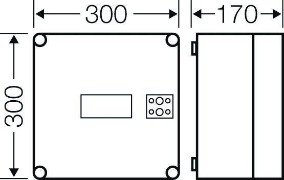 Automatengehäuse AP 1x6TE Kst IP65 REG 300x300x170mm ET93mm