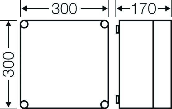 Leergehäuse Kst IP65 B300xH300xT170mm ET146mm geschl