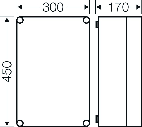 Leergehäuse Kst IP65 B300xH450xT170mm ET146mm geschl