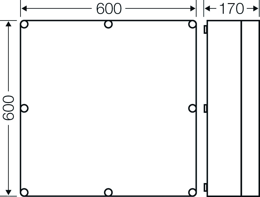 Leergehäuse Kst IP65 B600xH600xT170mm ET146mm geschl