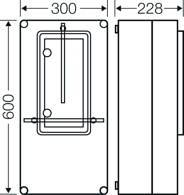 Zählergehäuse Aufb IP65 Kst ET190mm 300x600x228mm Klappd