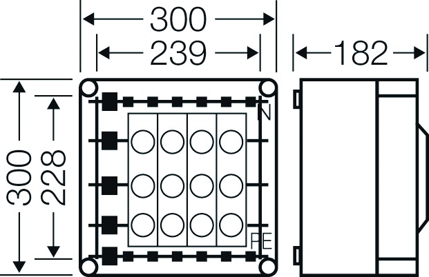 Sicherungsgehäuse 25A IP65 Schraubsich uni Kst Mit transparentem Deckel 4grp