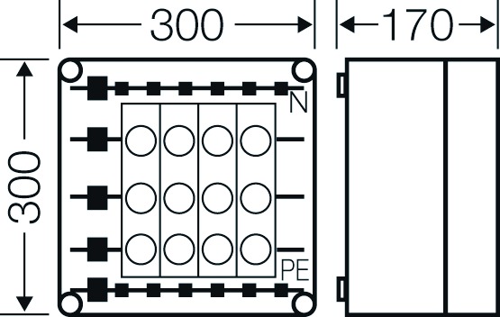 Sicherungsgehäuse 25A IP65 Schraubsich uni Kst Mit transparentem Deckel 4grp