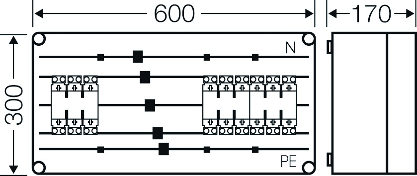 Sicherungsgehäuse 125A IP65 NH00 uni Kst Mit transparentem Deckel 3grp