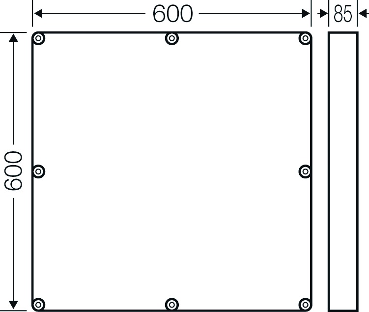 ZwRahmen 600x600x80mm Kst gr RAL7035 Zwischenrahmen