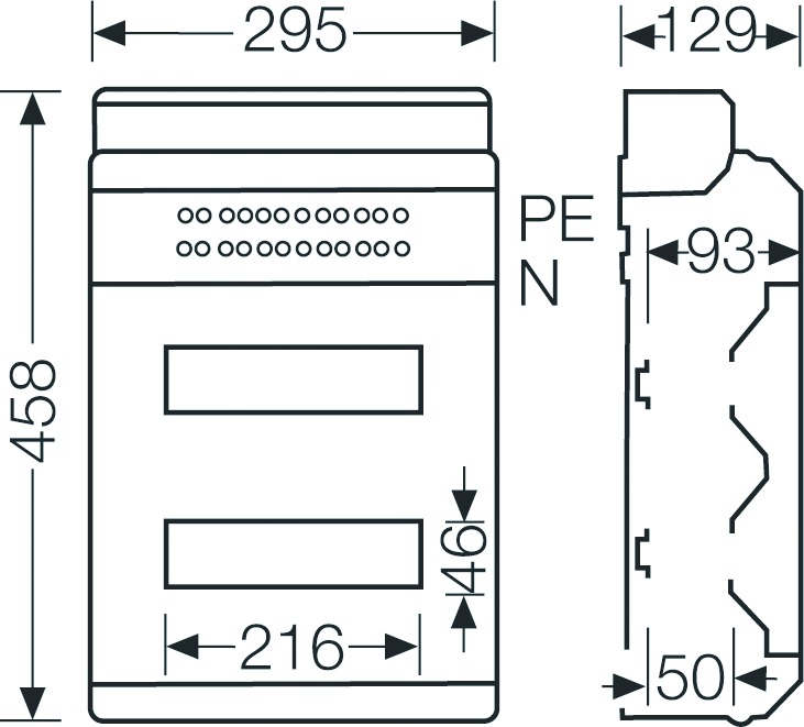 Automatengehäuse AP 2x12TE Kst IP54 REG 295x458x129mm ET93mm