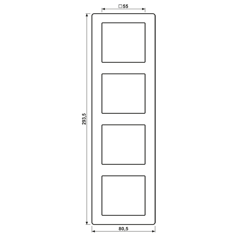 Einbaurahmen 4f aws glz AS / AS 500 Kst f.GEB-K Unterputzmontage Duropl