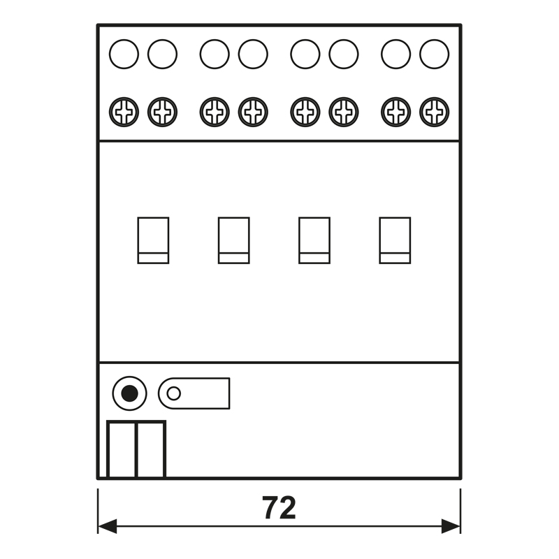 Schaltaktor KNX REG 4TE 4Ausg 16A 3680W 21-32V Vor Ort-/Handbedienung