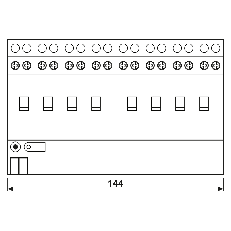 Schaltaktor KNX REG 8TE 8Ausg 16A 3680W 21-32V Vor Ort-/Handbedienung