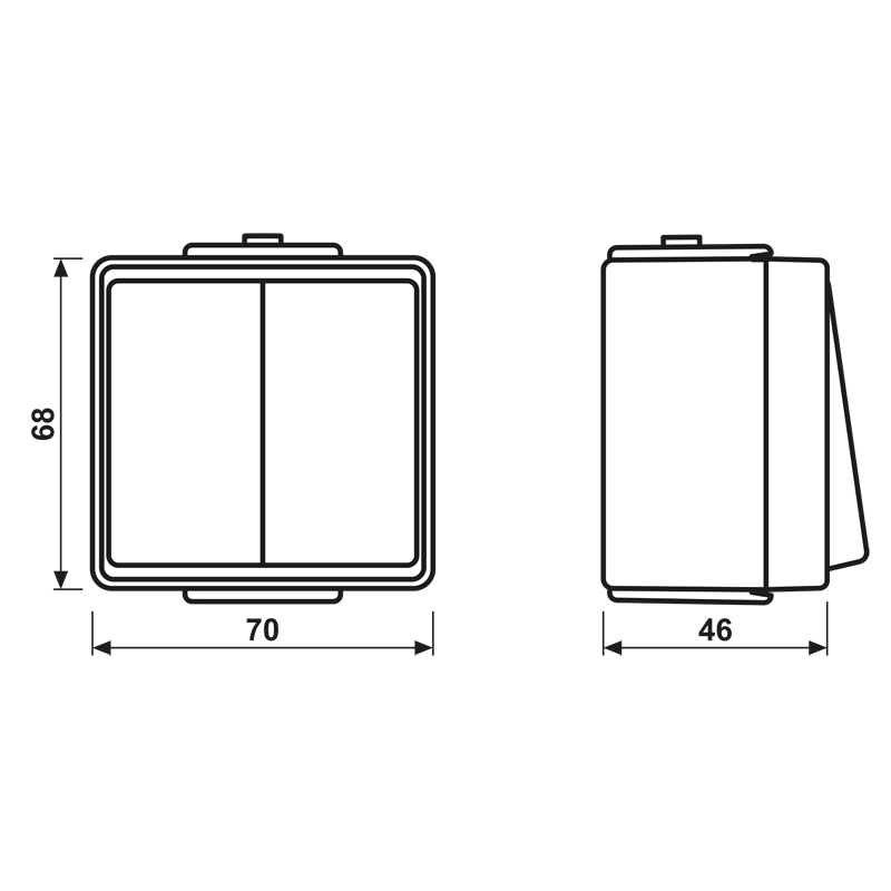 Wippschalter gr glz WG 600 AP IP44 2p 2f 10AX