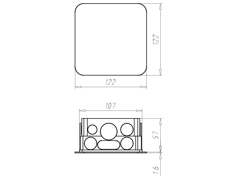 Verbindungsdose UP 107x107x57mm Kst IP2X quadrat